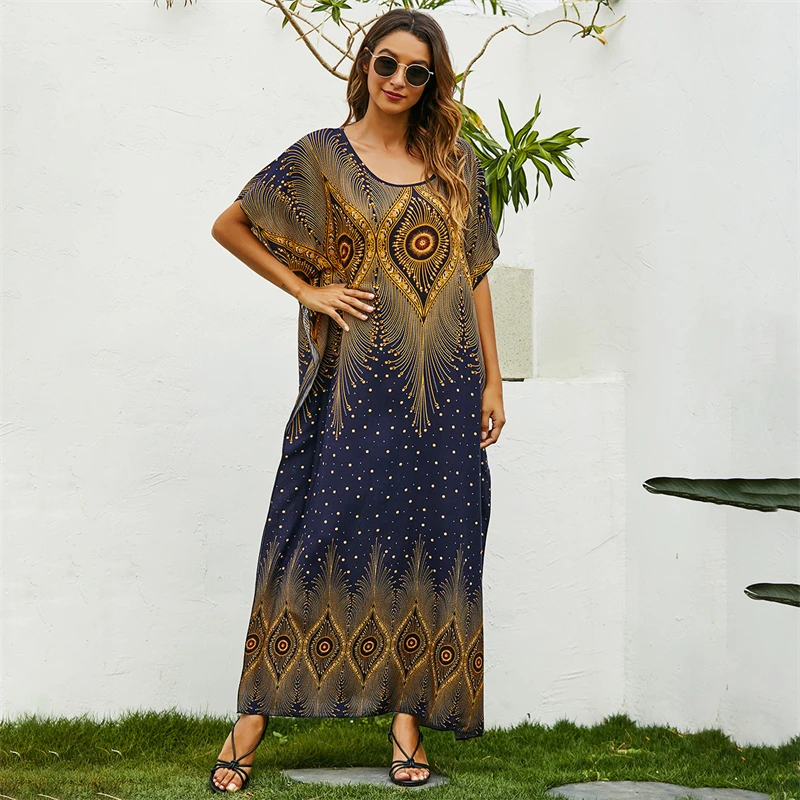 

2021 African Summer Fashion Maxi Dress Kanga Robe Muslim Abaya Turkish Dubai Clothing Casual Streetwear Holiday Party Travelling