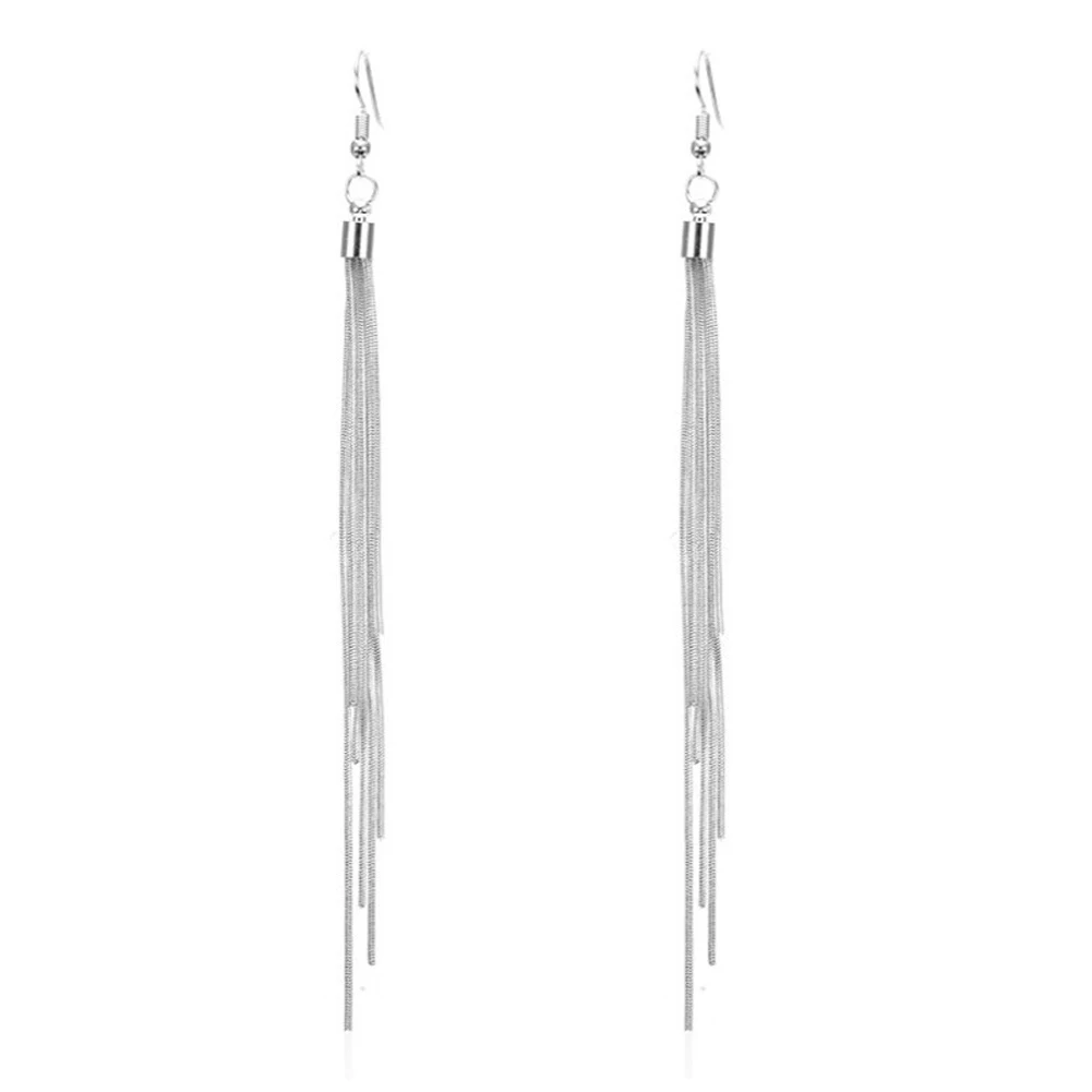 

Vintage Silver Long Earrings Silver color Tassel Earrings High Quality Earrings Fashion Jewelry for Women Best Gift 2021