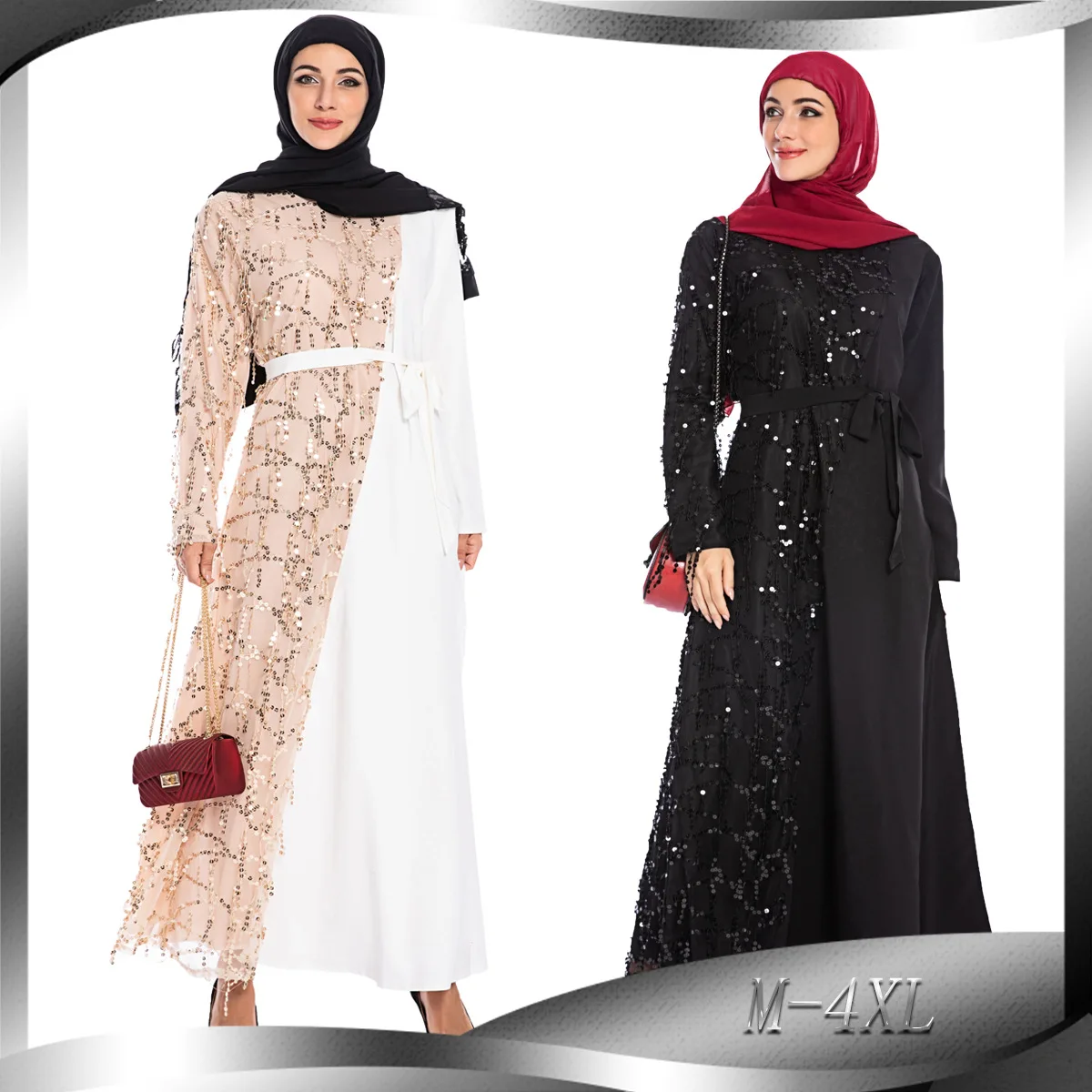 BianFeng женские Элегантный Модный пэчворк блесток мусульманский абайя платье Рамадан халат с длинными рукавами размера плюс, платье