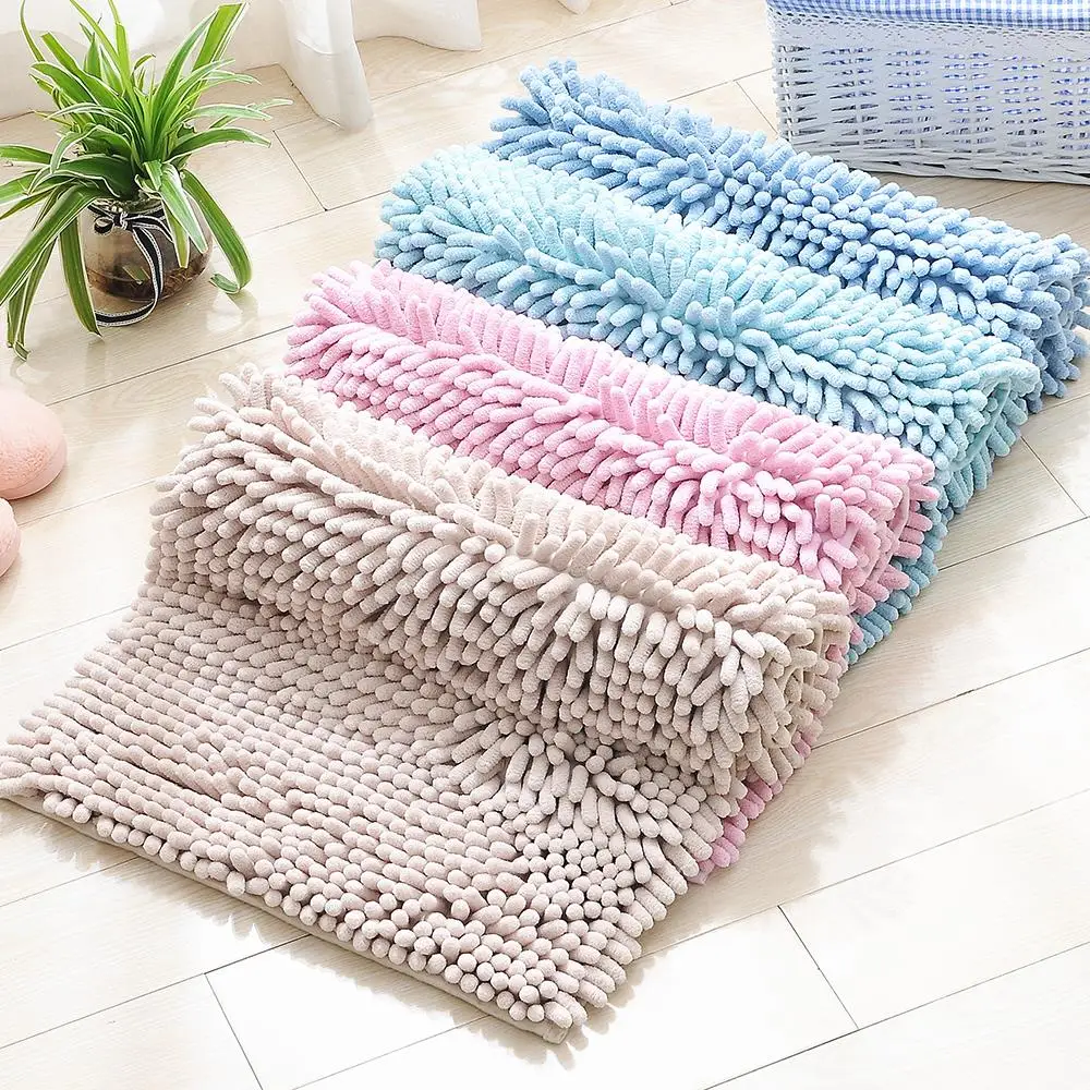 

Non-slip Bathroom Footcloth Carpet Rug Doormat Soft Chenille Solid Shaggy Kitchen Hallway Living Room Bedroom Floor Mat