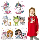 Аппликация в виде единорога для девочек, термотрансферы для детской одежды, термотрансферы в виде мультяшных животных для одежды