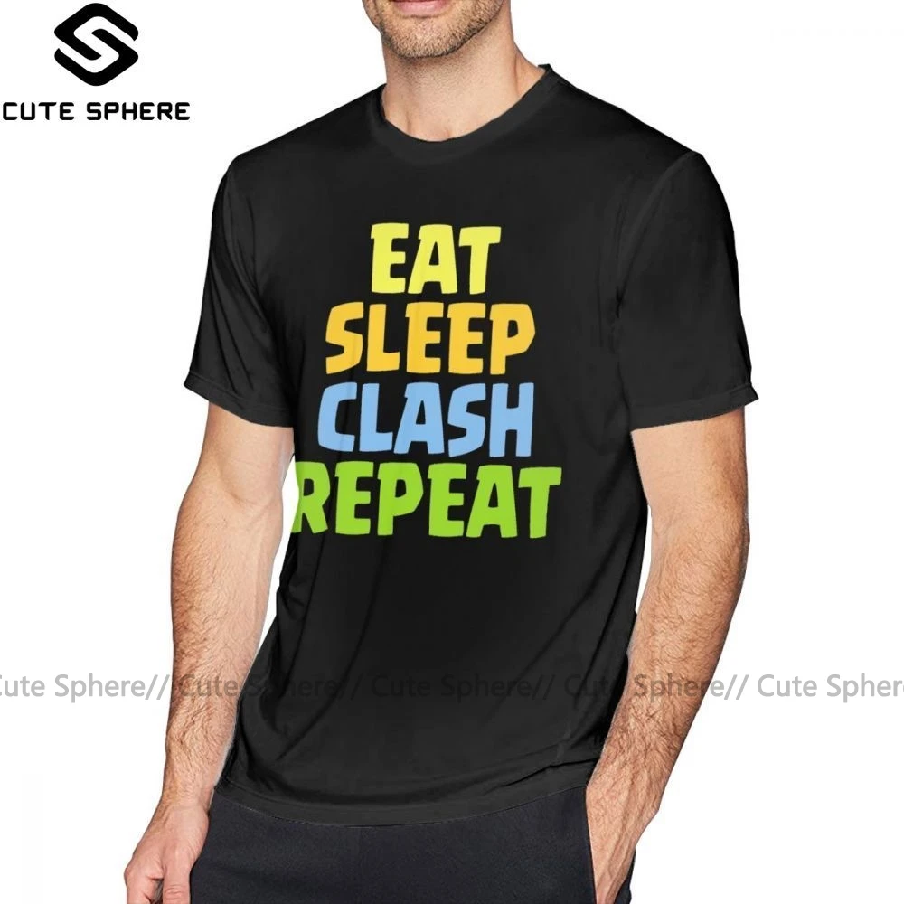 Clash Royal футболка &quot Eat Sleep Повторите Забавный 100 брендовая хлопковая Футболка с