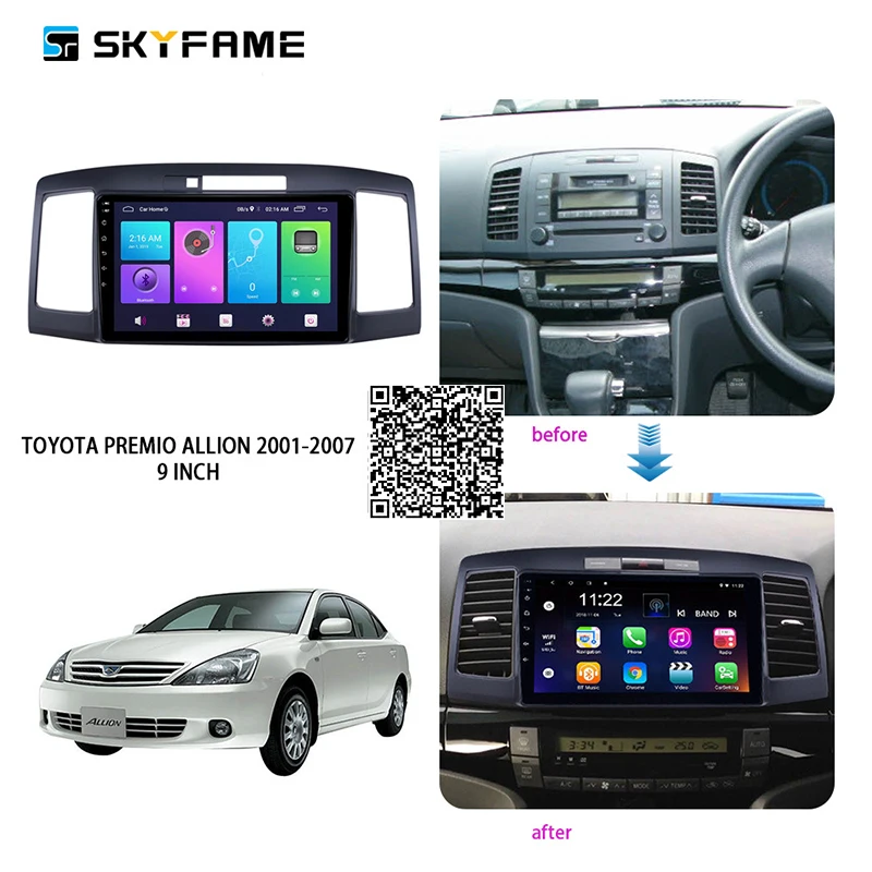 

SKYFAME 4+64G Car Radio Stereo For Toyota Premio Allion 2001-2007 Android Multimedia System GPS Navigation DVD Player