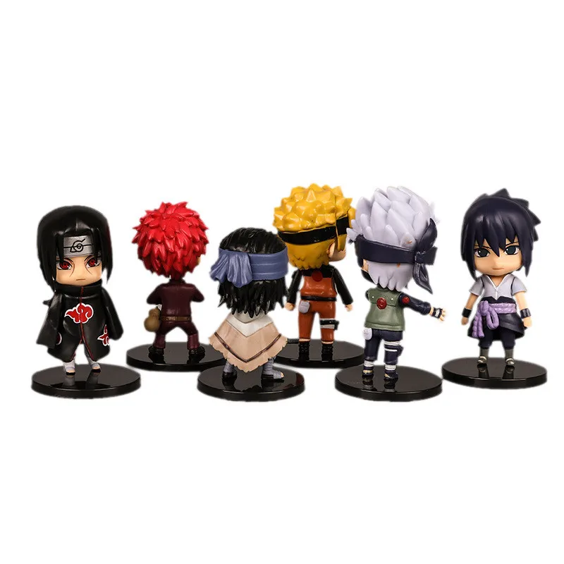 

Bandai 6 Pcs Sasuke Kakashi Itach Characters Set Anime Action Figures Doll Pvc Model Ornaments Car Decoration Toys Gifts
