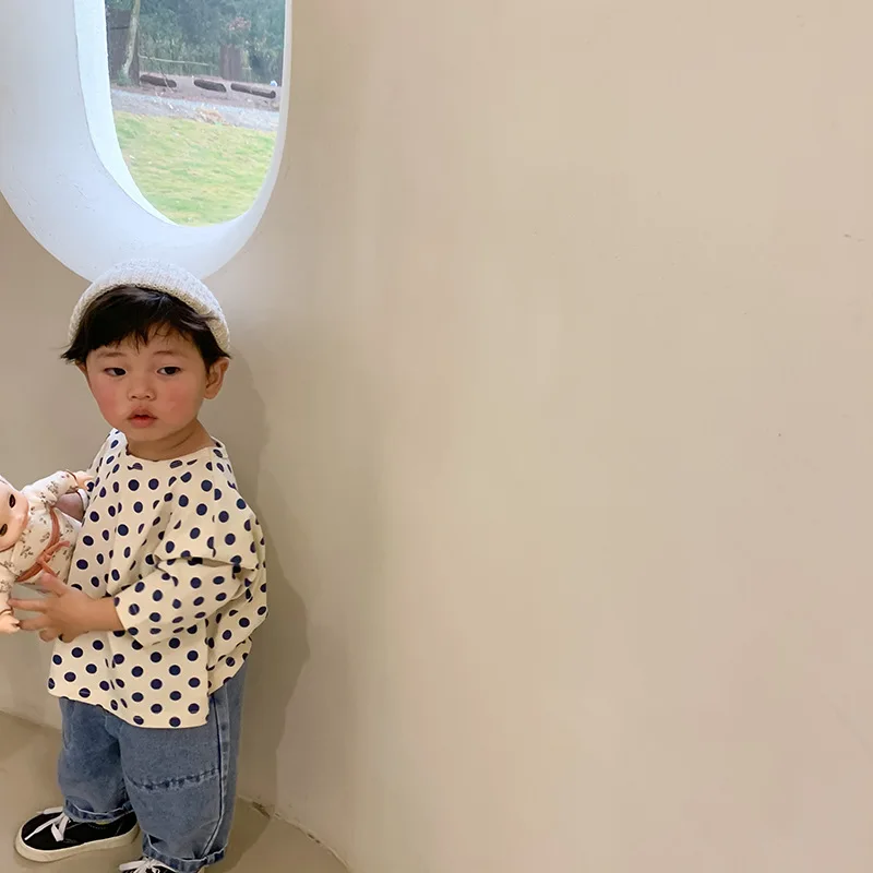 

Baby Boys Girls Clothes Children T-shirt For Boy Dot Print Baby Boys T Shirt For Girls Tee Tops Kids Tshirt Clothes 1-6Y