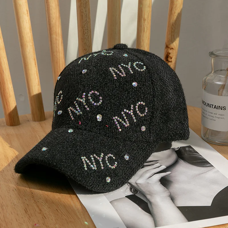 

Lady Winter Fashion Warm NYC Baseball Cap Woman Outdoors Woolen Knitted Sport Hat 55-60cm