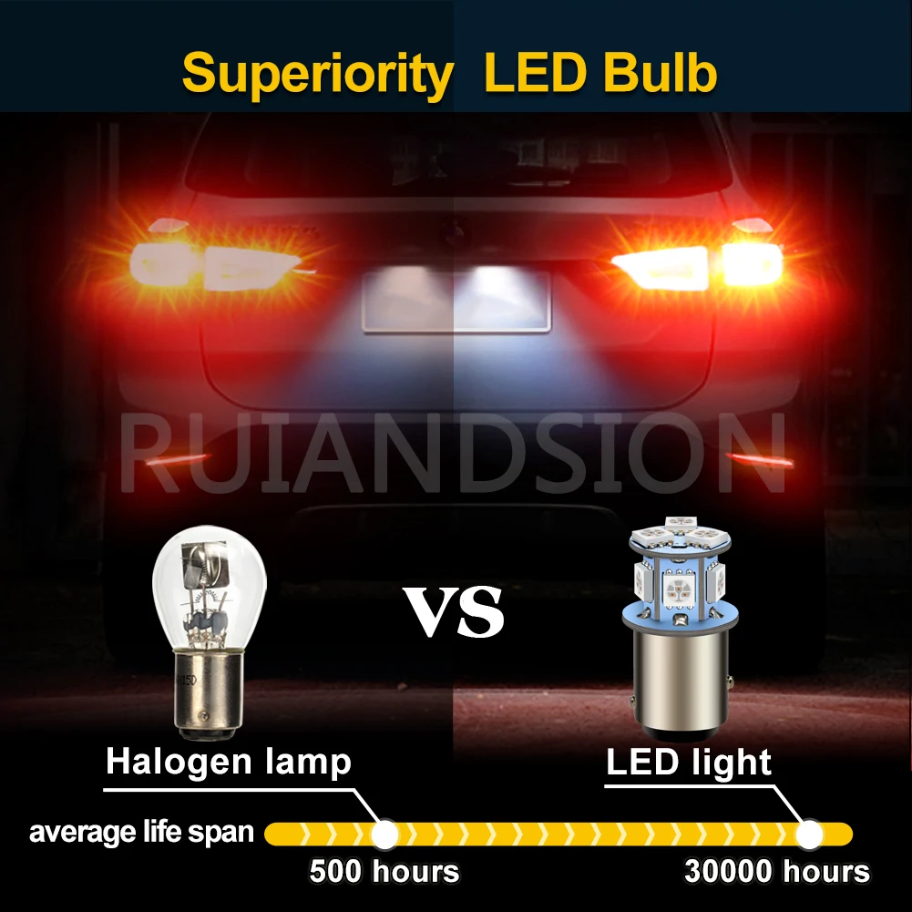 RUIANDSION 10 шт. 6 в 12 В 24 BA15D 1142 1157 BAY15D P21/5 Вт 5050 8SMD Белый Красный Янтарный сигнал