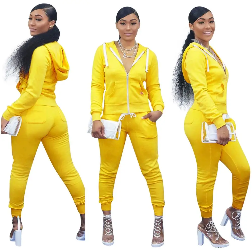 Комплект из двух предметов спортивные костюмы для женщин одноцветные Осень-зима