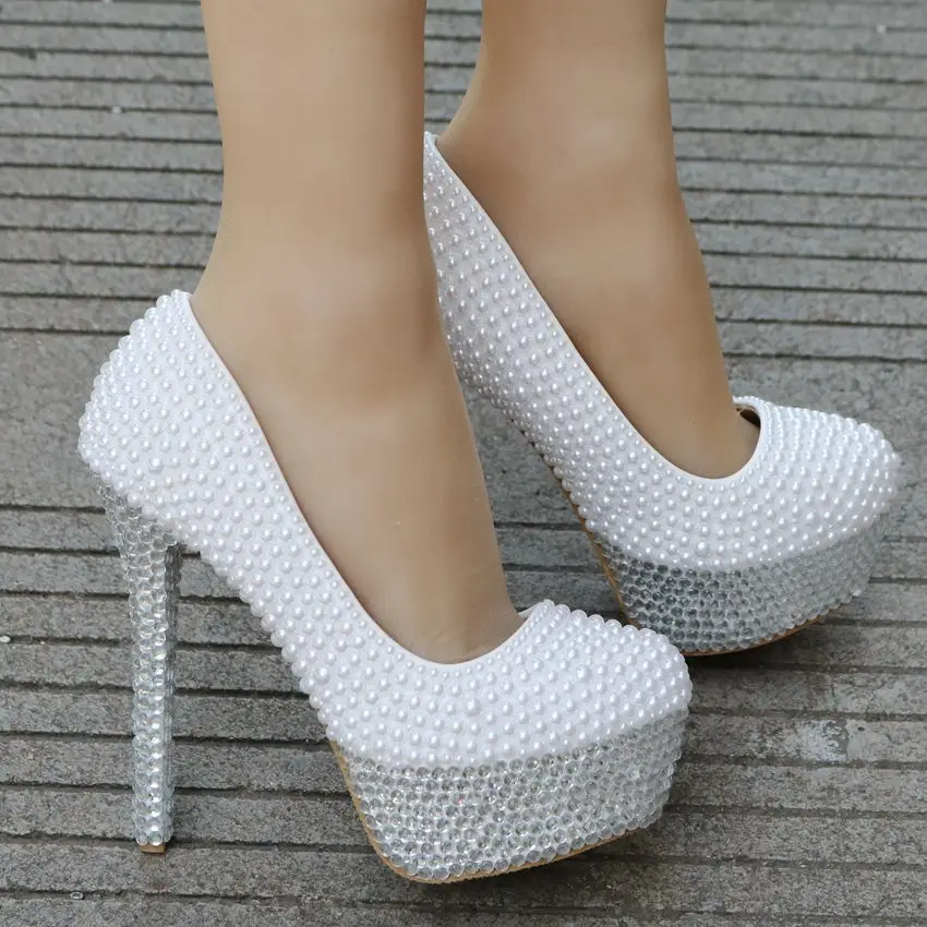 Женские туфли лодочки с кристаллами Серебристые свадебные стразы на очень