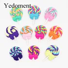 10 шт.лот 28*42 мм Kawaii мягкая глина Радуга Леденец кабошоны ручной работы полимерный материал DIY бант для волос декоративный