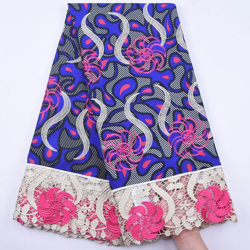 

African Ankara Wax Fabric High Quality African Cord Guipure Water Soluble Lace Fabric Nigeria Ankara Wax Fabric for Dress