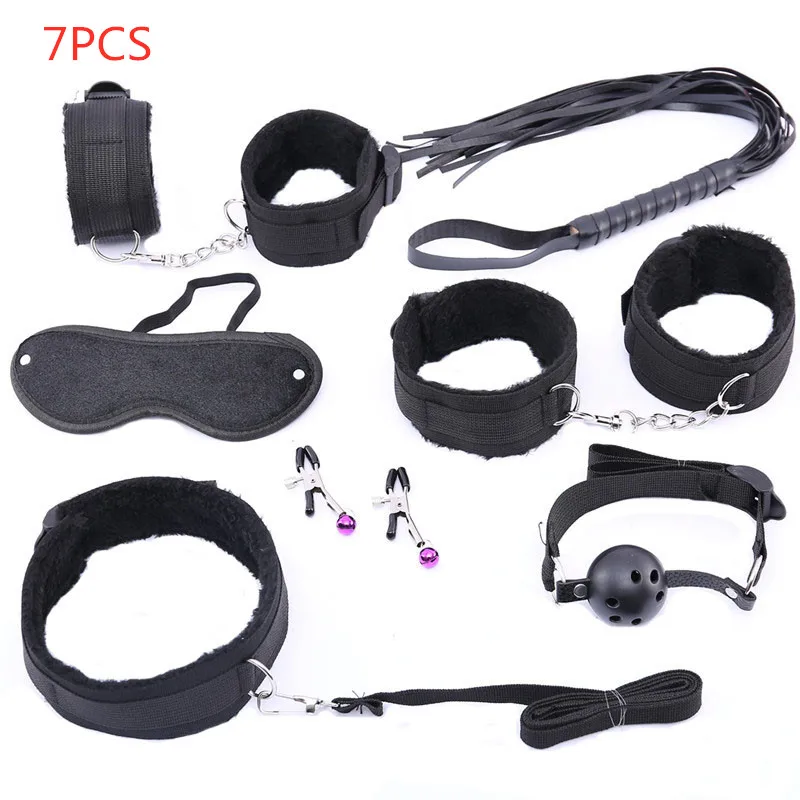 Sex Toys for Woman SM products leather bdsm handcuffs fur korek nipple clamps bell bondage mouth gag plug sex mask whip