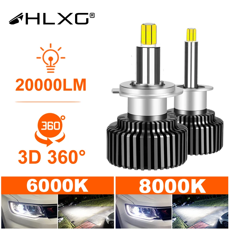 Светодиодсветодиодный лампы для автомобильных фар H1 H7 LED 360 H4 20000LM HB3 HB4 9012 HIR2