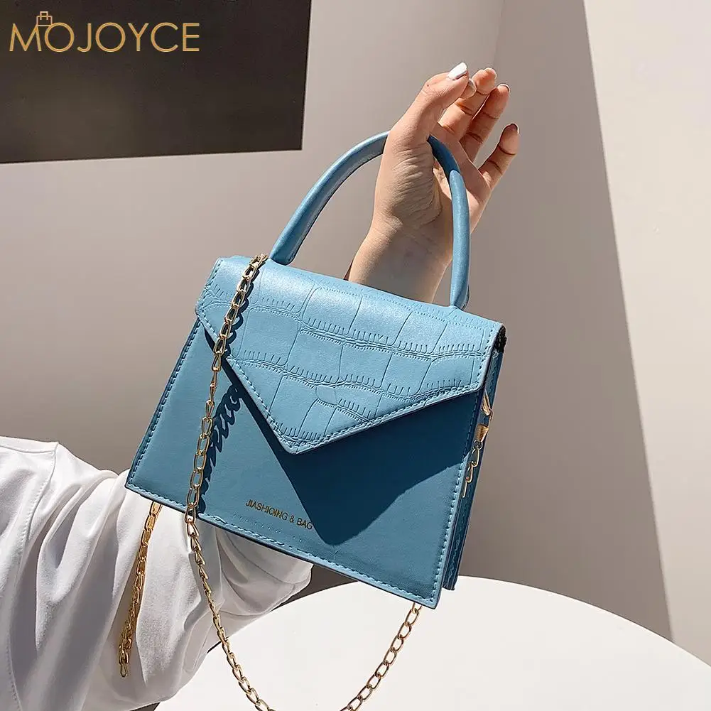 

Fashion Women Pure Color PU Leather Chain Shoulder Crossbody Messenger Bag Casual Ladies Small Handbags Flap Purse