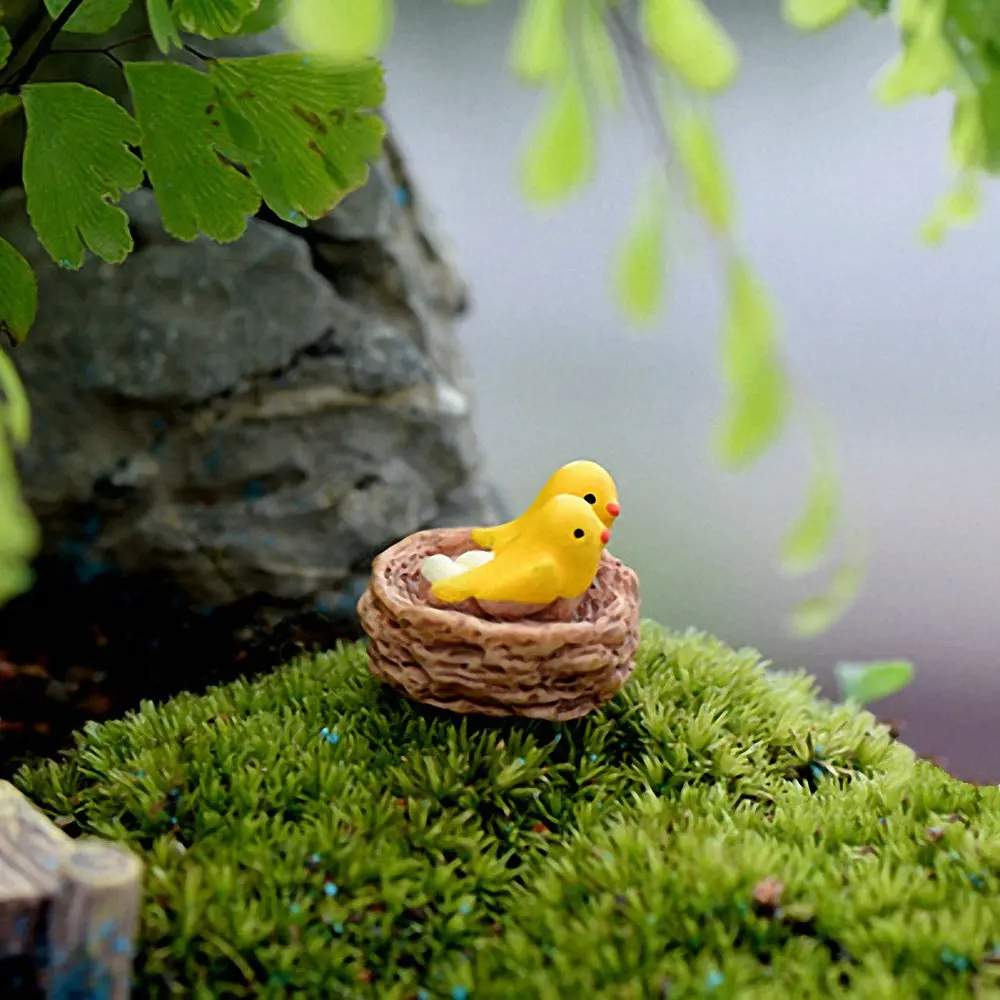 

Small Bird Nest Figurines Mini Oriole Resin Crafts Fairy Garden Miniatures Cartoon Animal DIY Landscape Ornament Home Decor