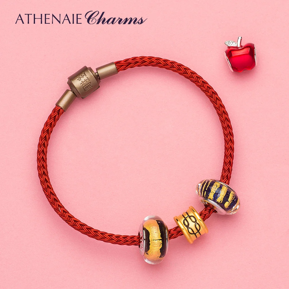 Женский браслет из муранского стекла ATHENAIE черного золота и фольги стерлингового