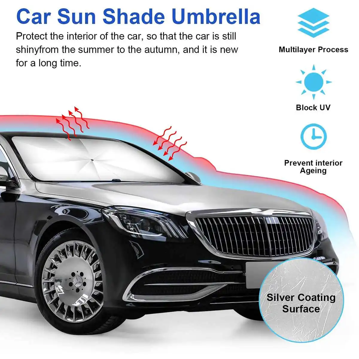

Car Sun Shade Protector Parasol Auto Front Window Sunshade Covers Car Sun Protector Interior Windshield Protection Accessories