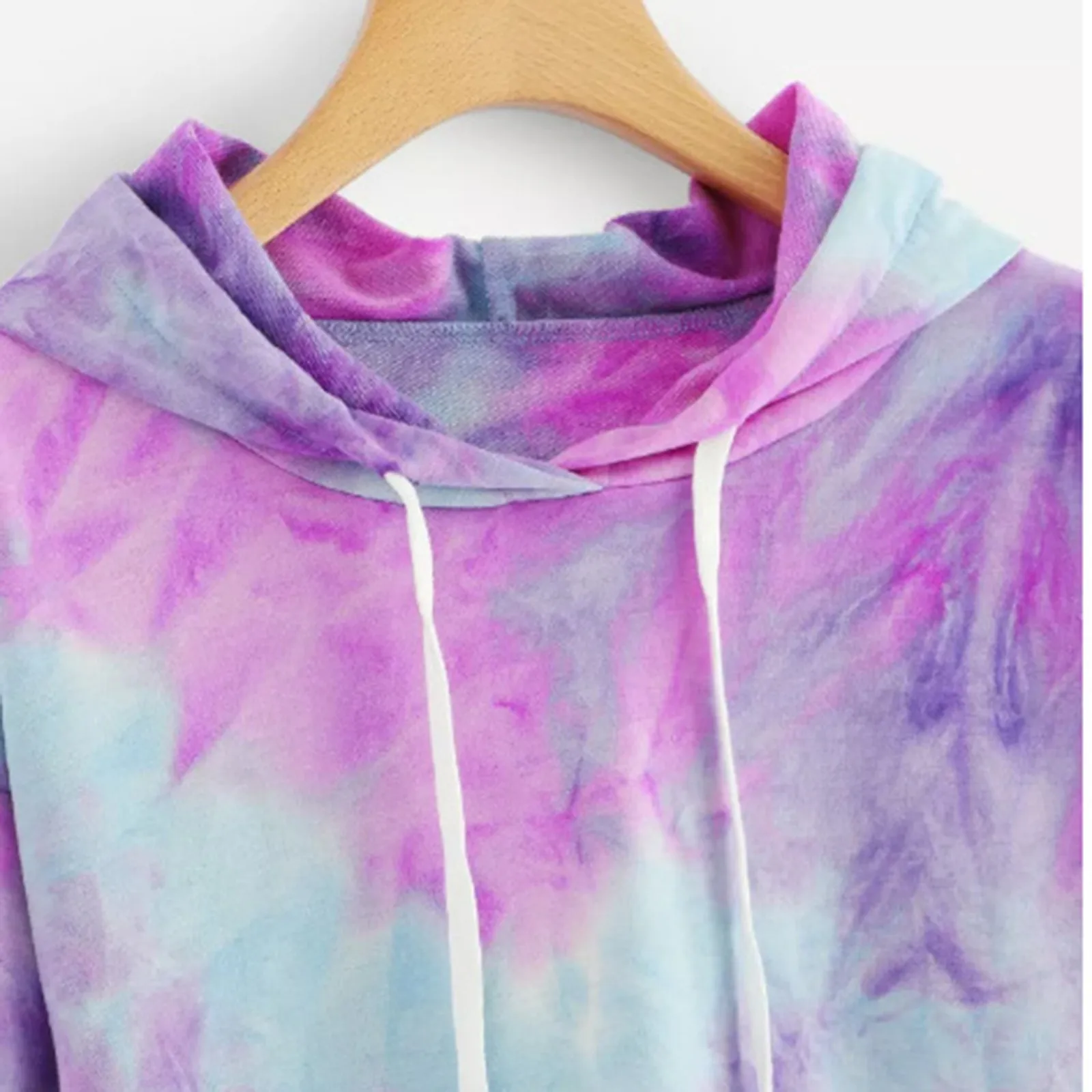 58# Women Crop Top Hoodie Korean Kawaii Hoodie Sweatshirt O-neck Colorful Long Sleeve Hoodie Drawstring Sweatershirt Sudadera