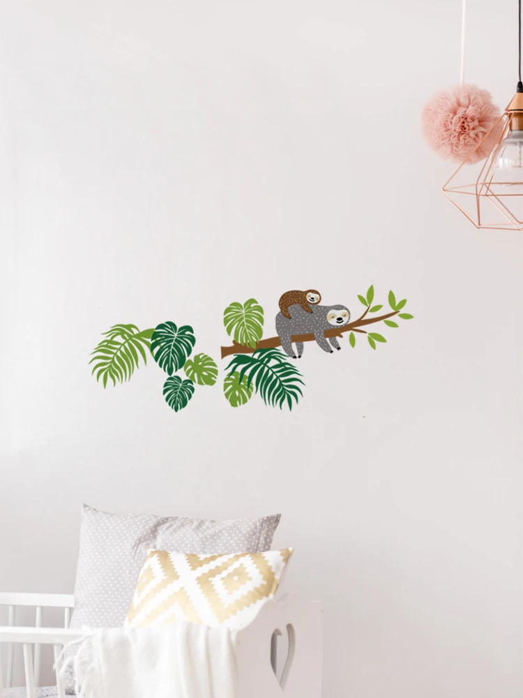 Ленивая ветка дерева Наклейка на стену наклейки натуральный тропический лист
