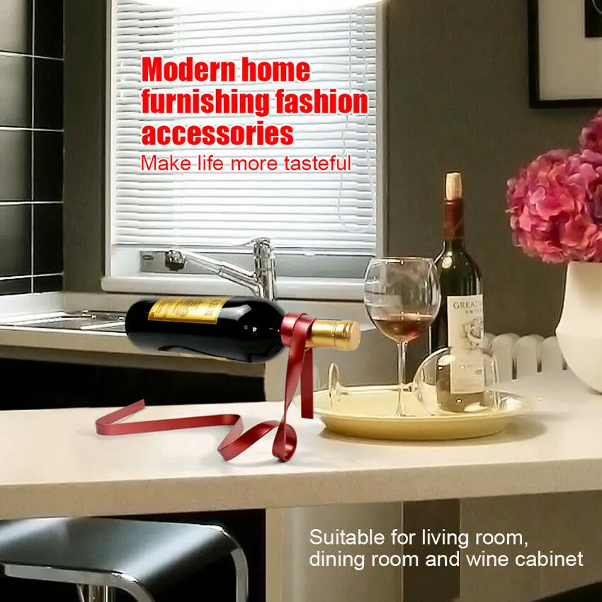 Magic Floating Colored Ribbon Wine Bottle Holder Rack Stand Bracket Art Decor Kitchen Dining Room Cellar Bar | Дом и сад