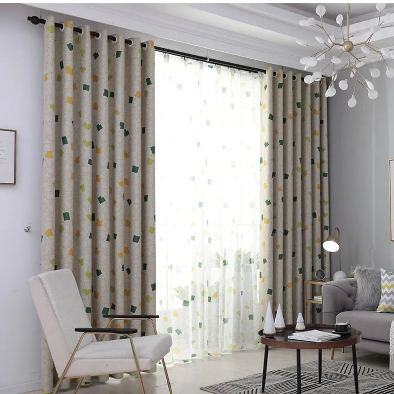 Жаккардовые шторы в скандинавском стиле с цветными бриллиантами и