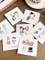pcsset of cute cartoon brooches for girl coat bag badge cactus dogs unicore flamingo rabbits enamel pins clothing accessories