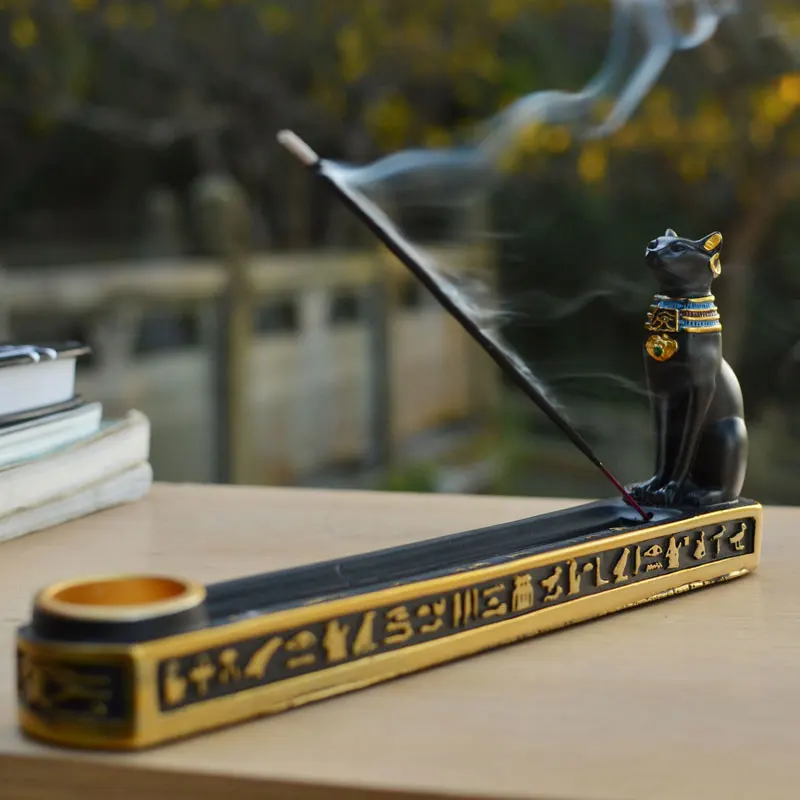 

EGYPTIAN MYTHOLOGY BASTET EGYPTIAN CAT RESIN INCENSE BURNER HOUSEHOLD PLUG WIRE CENSER GRAIN FRAGRANT MAT DECOR X3691