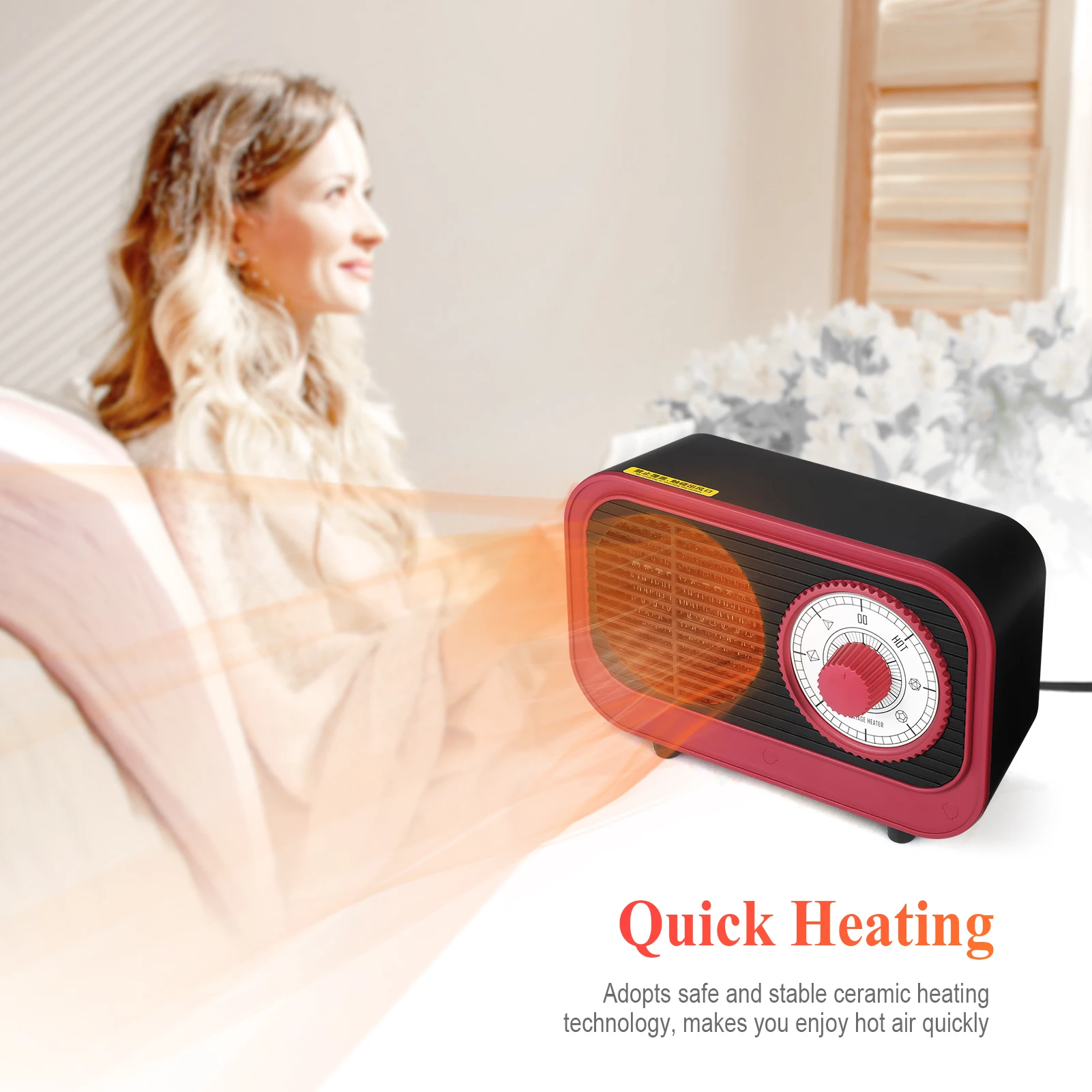 Электрический обогреватель в ретро стиле мини для помещений быстрый бесшумный