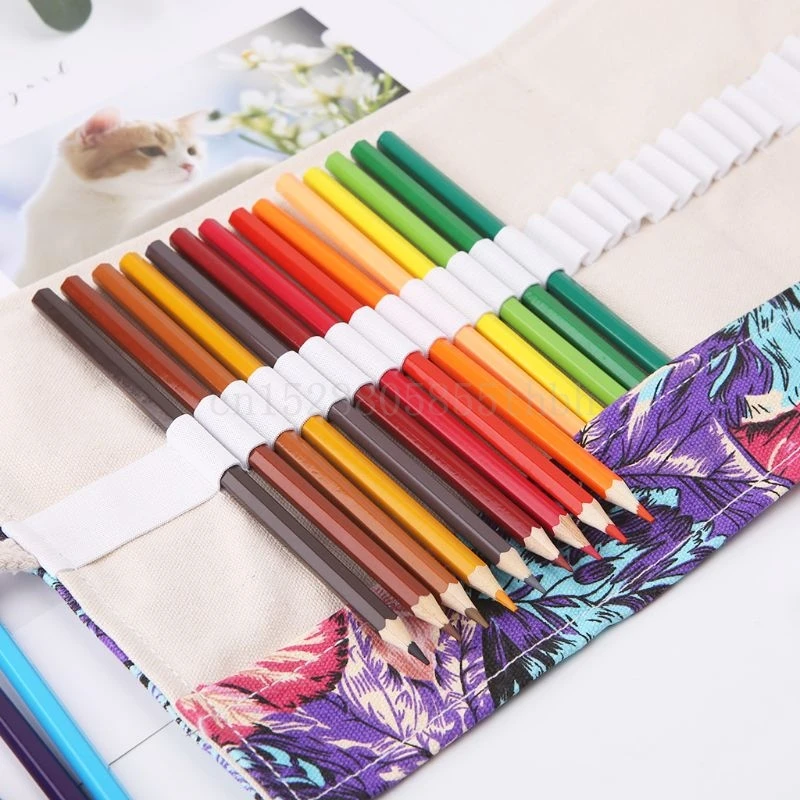 

Maple Leaf 12/24/36/48/72 Holes Canvas Roll Up Makeup Pencil Bag Wrap Curtain Pen Case Holder Storage Pouch School Supplies