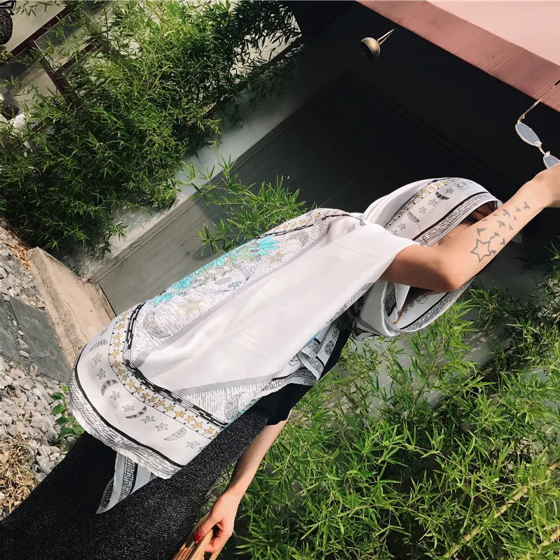 

China new style Autumn and winter women flower print Scarves lady muffler Popular warm shawl Seaside Sunscreen wraps silk hijab