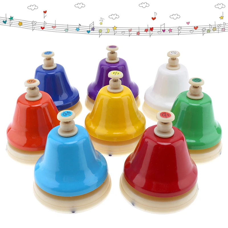 Orff Musical Instrument Set Colorful 8-Note Hand Bell Children's Music Toy Baby Early Education Beautiful Christmas Gift