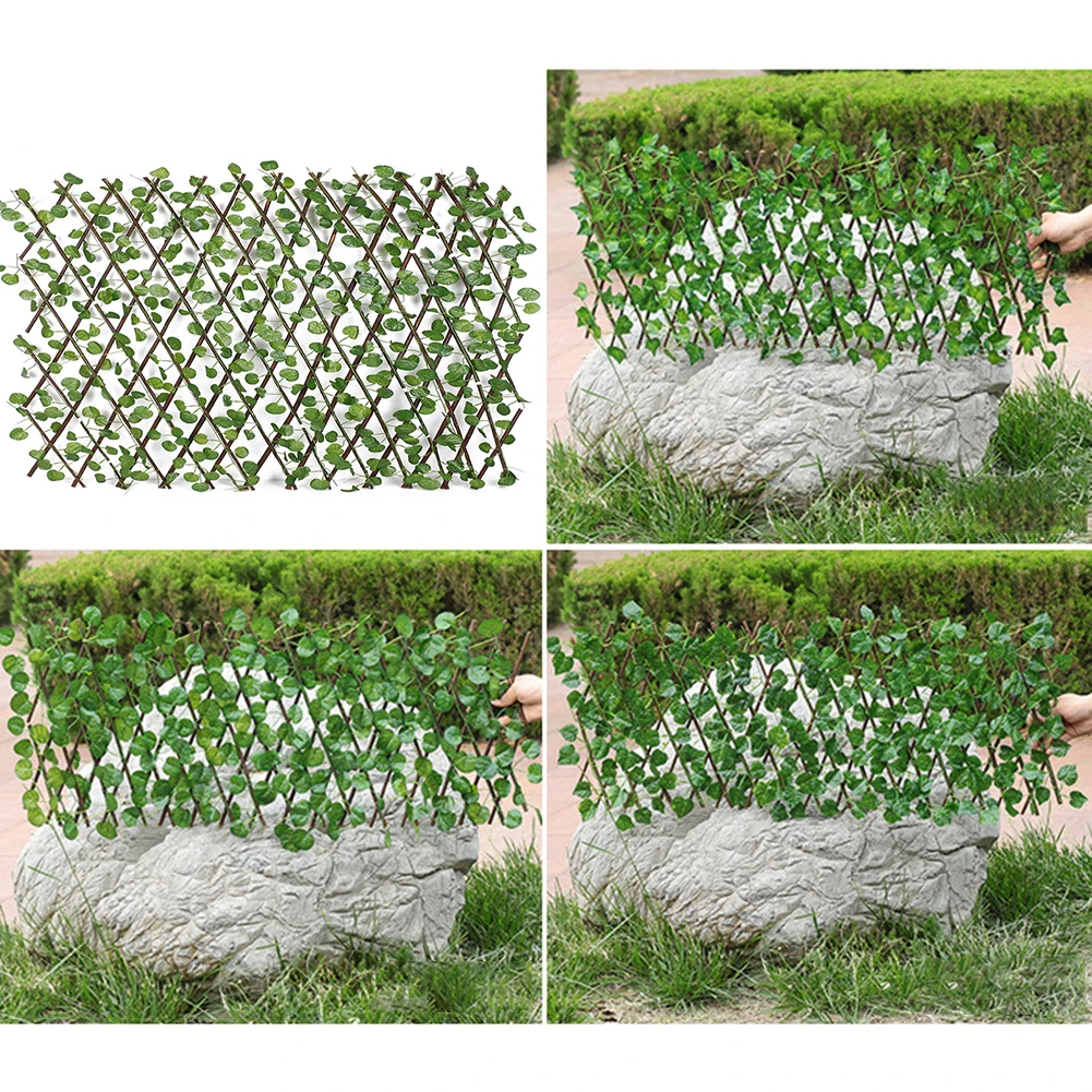 

Retractable Artificial Garden Fence Trellis Expandable Faux Ivy Privacy Fence Wood Vines Climbing Frame Gardening Plant Decor #1