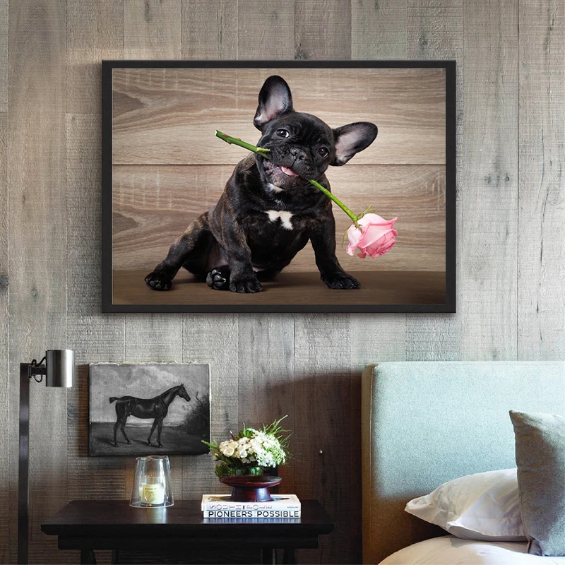 Постер с изображением собаки французского бульдога животных далматинцев холст