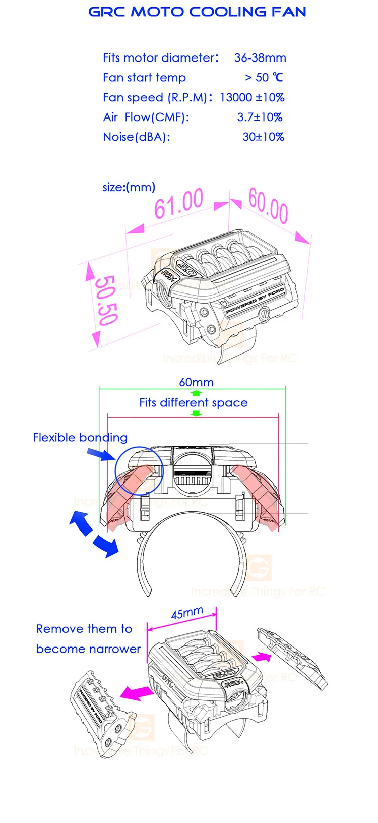 Имитация F11 V8 5,0 радиатор двигателя двойной вентилятор для 1/10 RC Гусеничный автомобиль TRX4 Defender Bronco AXIAL SCX10 RC4WD D90 D110