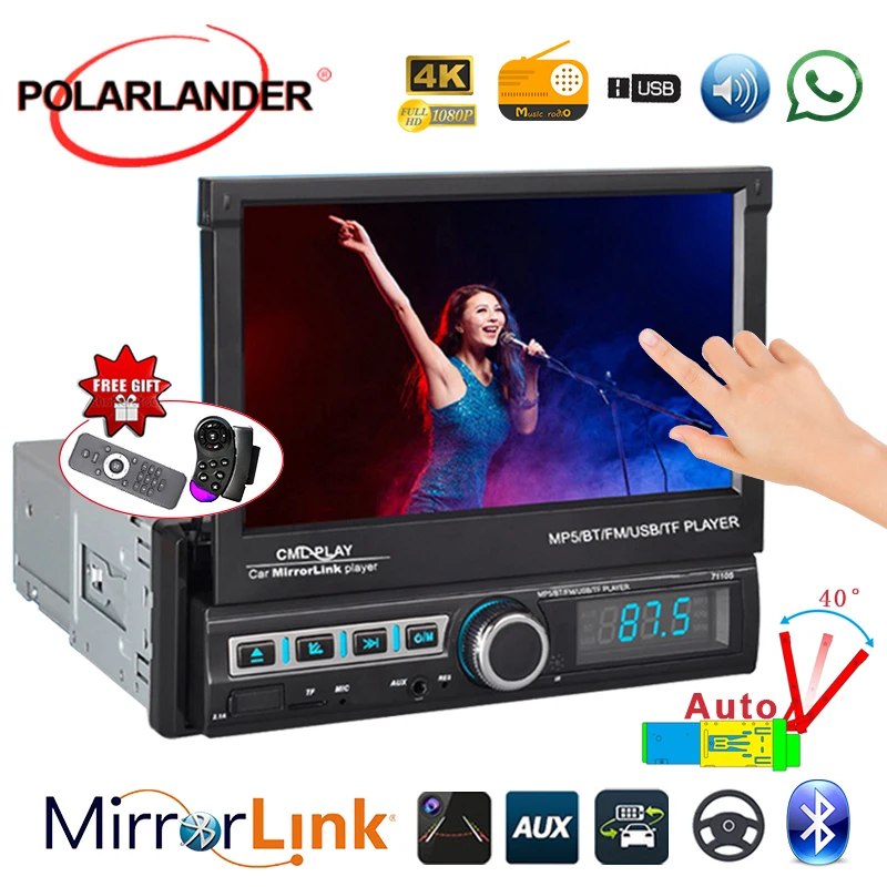 

1 DIN 7 Inch Car Radio Retractable Car Radio U Disk Playback Reversing Image Bluetooth Car Stereo audio Radio Autoradio