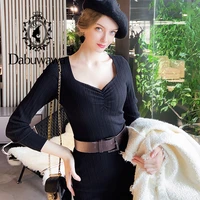 dabuwawa knitted dress women a line female solid slim fitted midi dress casual office ladies party dresses vestido do1ddr009