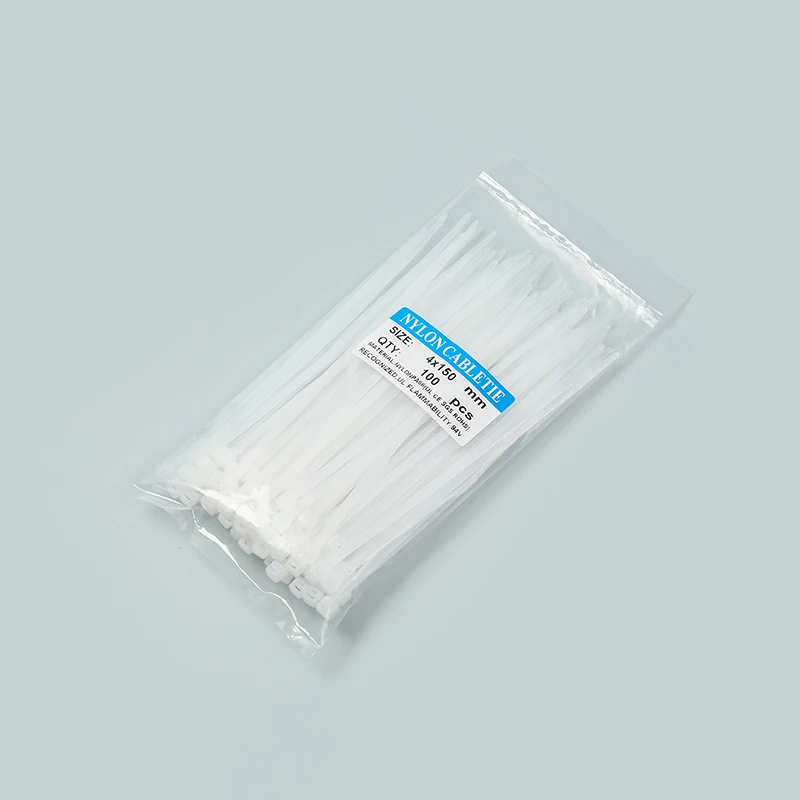 Кабельные стяжки 4*150 мм самоблокирующиеся Нейлоновые кабельные Белый Органайзер