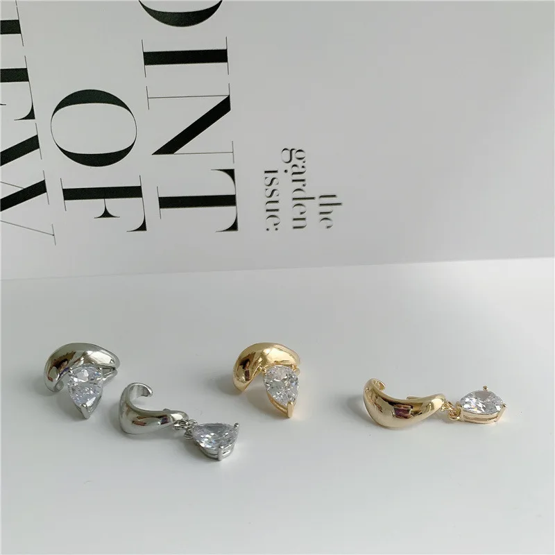 Корейский геометрической формы крючок с украшением в виде кристаллов для ушей