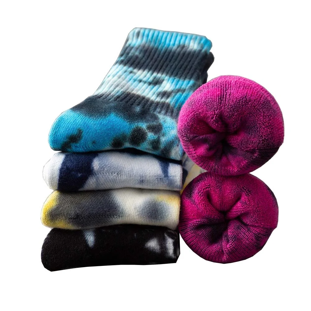 

New Winter Men's Thick Warm Colored Terry Towel Trend Casual Cotton Tie-Dye Socks 5 Pair