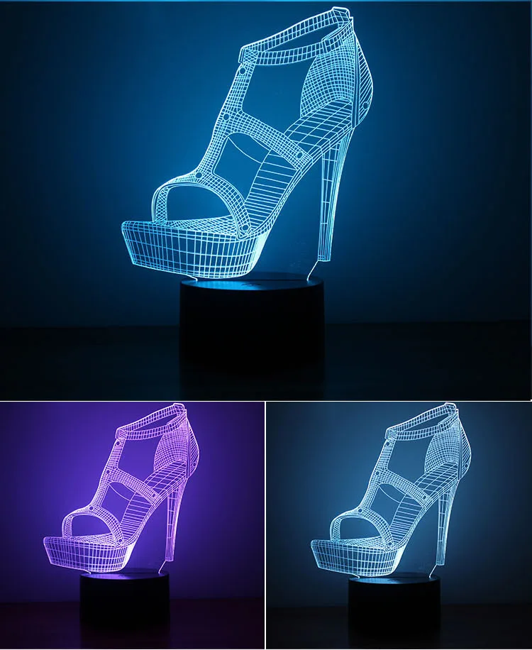 3D Night Light USB Powered High-heeled Shoes LED Desk Lamp Touch Key Decoration Use Home Hotel Party Holiday | Лампы и освещение
