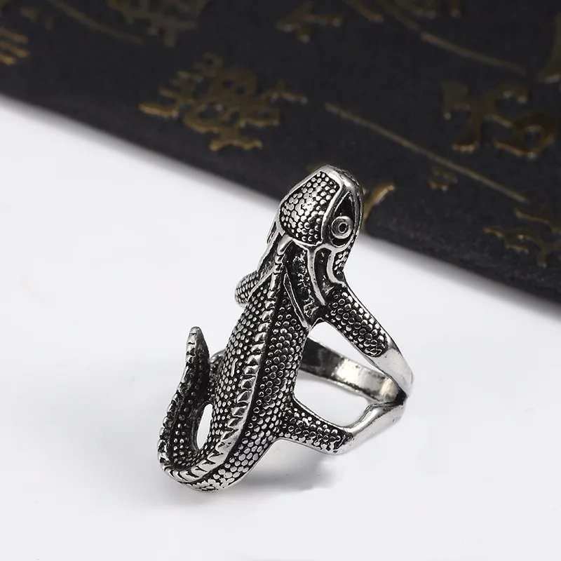 Мужское кольцо ящерицы креативное Винтажное в стиле хип хоп панк на указательный