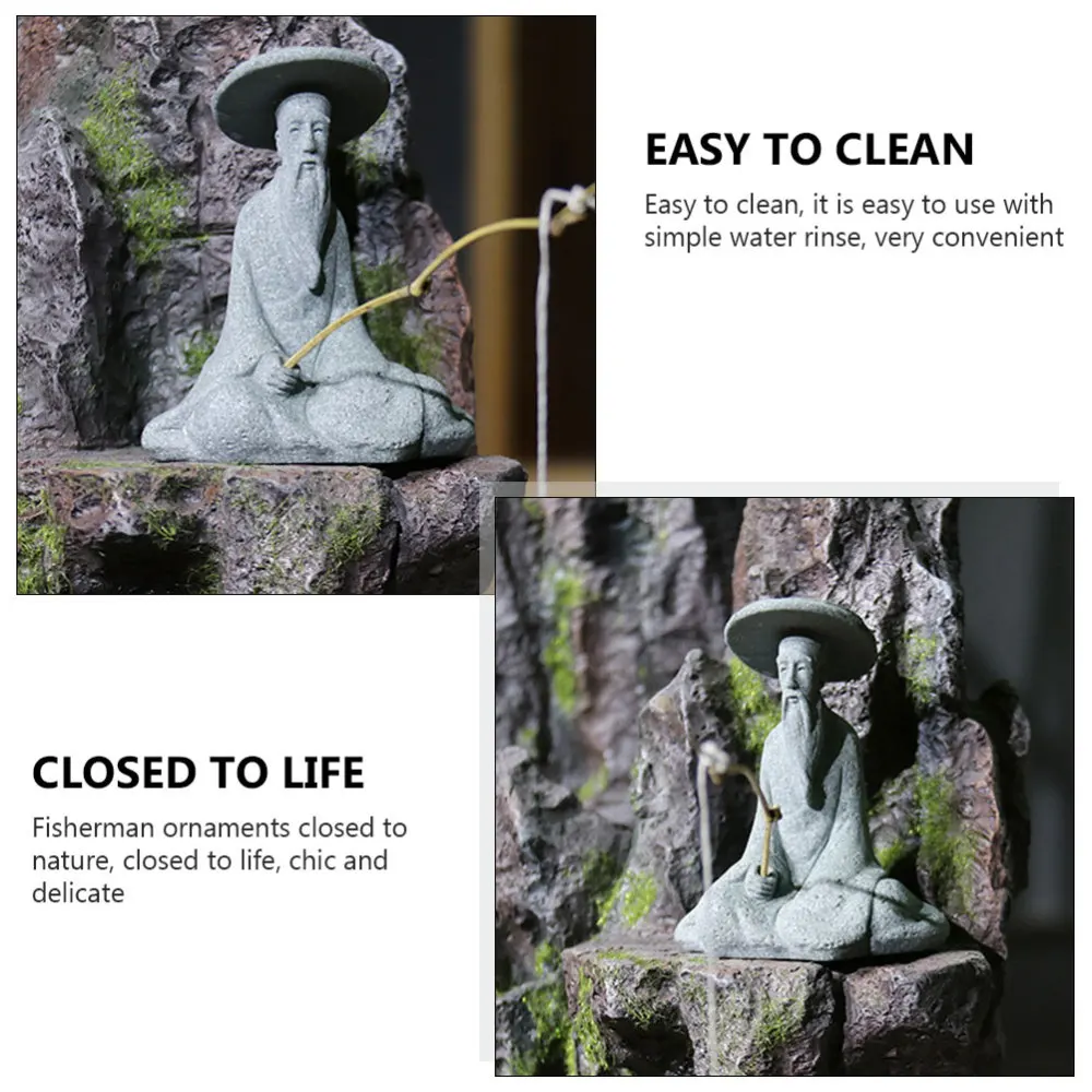 

1pc Fishing Elder Shape Adornment Creative Landscaping Prop Garden Decor