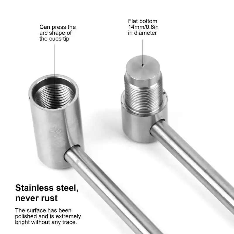 

Practical Stainless Steel Billiard Cue Tip Press Tool Shaper for 14mm Round Snooker Cue Stick Billiard Supplies
