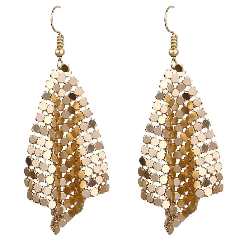 

New Fashion Star Jewelry Charm Sequin Drop Earrings New Geometric Round Shiny Dangle Earring Jewelry Women Sales Gifts