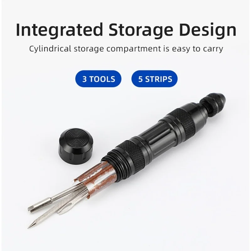 

Portable Bicycle Tire Repair Kit 5 Rubber Strips And 3 Tire Repair Drills For MTB Road Bike Tubeless Maintain Tool Simple Set