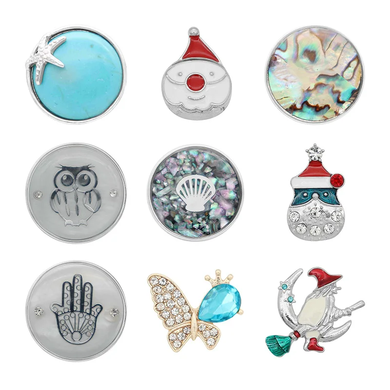 Бабочка Санта Клаус стразы цветок 20 мм Металлические кнопки ювелирные изделия DIY
