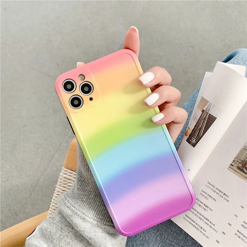 Чехол для телефона Gimfun с радужным градиентом IPhone 11 Pro Max XR XS X 12 7 8 Plus мягкий