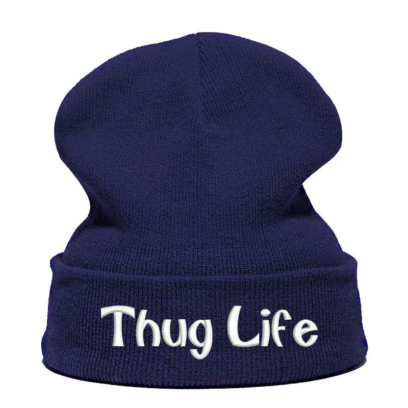 Beanie шляпа Skullie шапка, вязаная шапка-носок Зимняя Вышивка в стиле панк Для мужчин Для женщин подростков уличных танцев забавные Персонализированные-бандит жизни