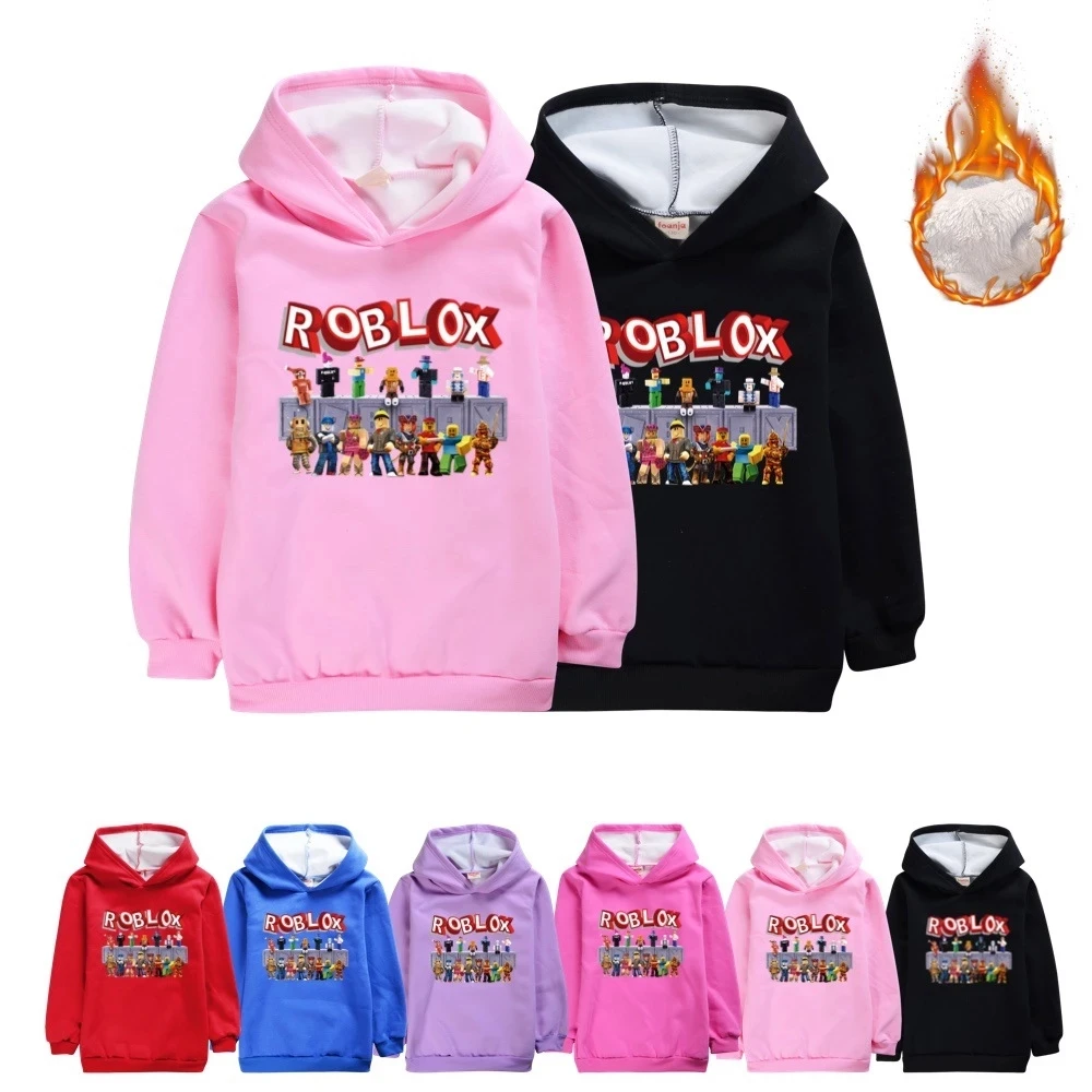 

Thicken Baby ROBLOXing Girls hoody Kids Boys Fashion Hedging cotton velvet Warm Hooded Autumn Winter Girls Clothing Children's