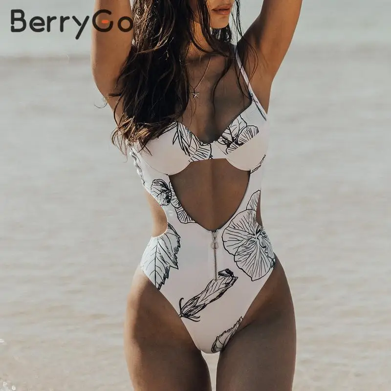 BerryGo сексуальные боди с цветочным принтом бикини плюс размер Леопардовый